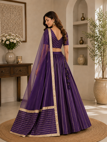 Royal Purple lehenga choli set – back view