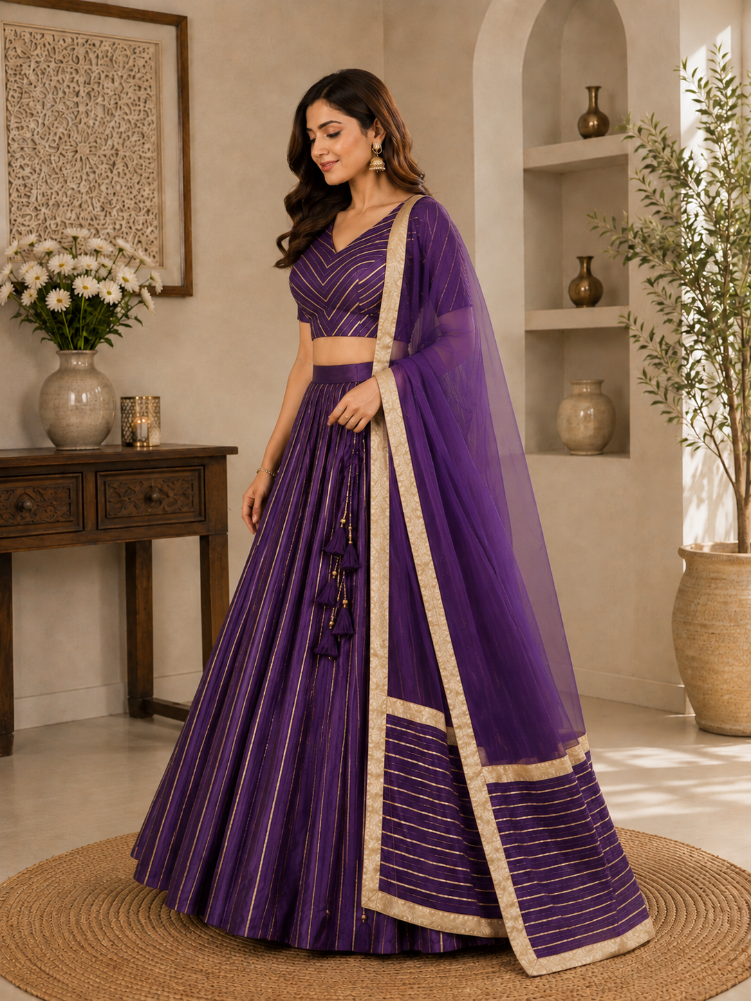 Royal Purple lehenga choli set – side view