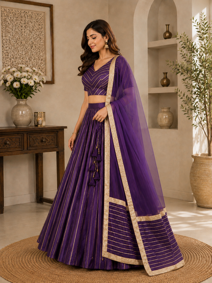 Royal Purple lehenga choli set – side view