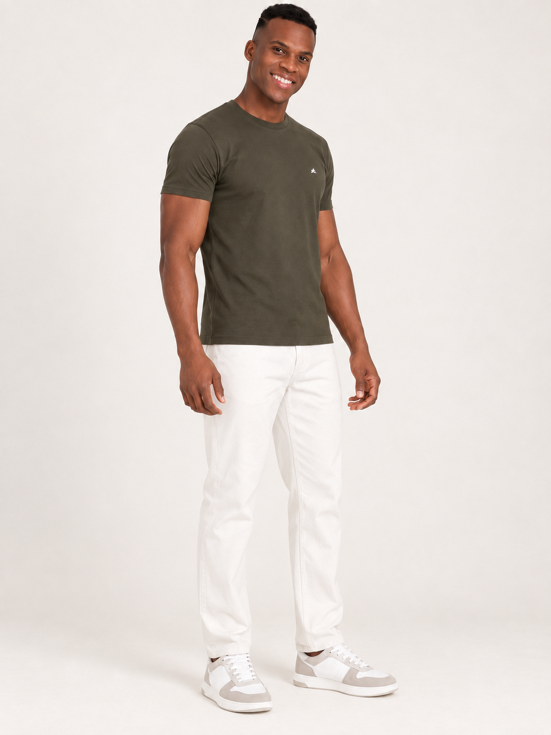 Go Relax P051 Olive Green T-Shirt – angled view