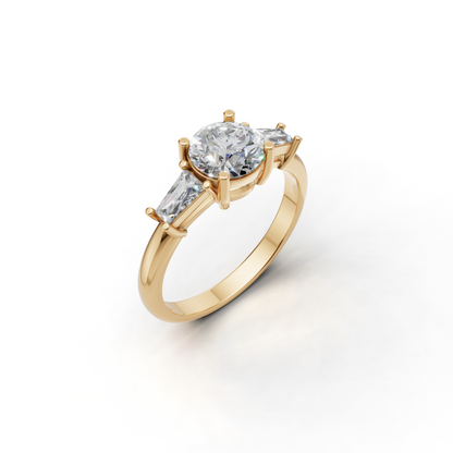 Round-cut engagement ring with a sleek, modern design