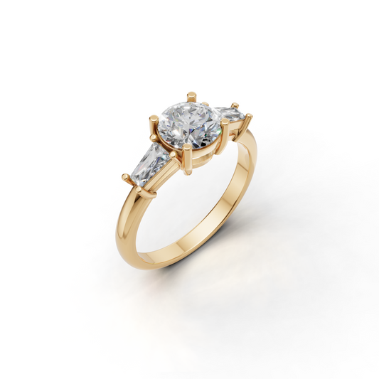 Round-cut engagement ring with a sleek, modern design