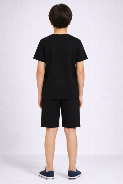 Boys royal black turtle motif short night suit back view