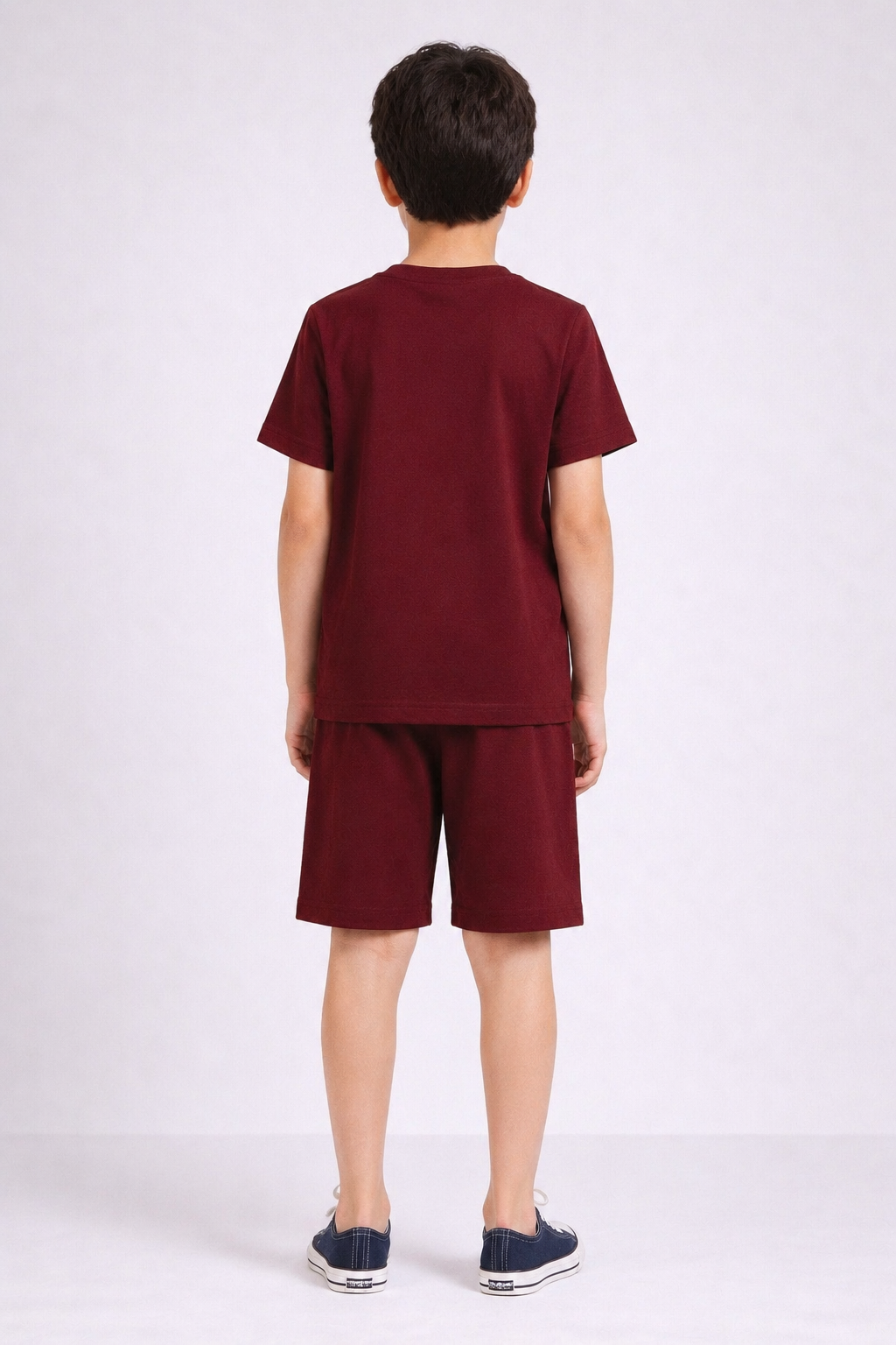 Boys rust maroon sunrise motif short night suit back view
