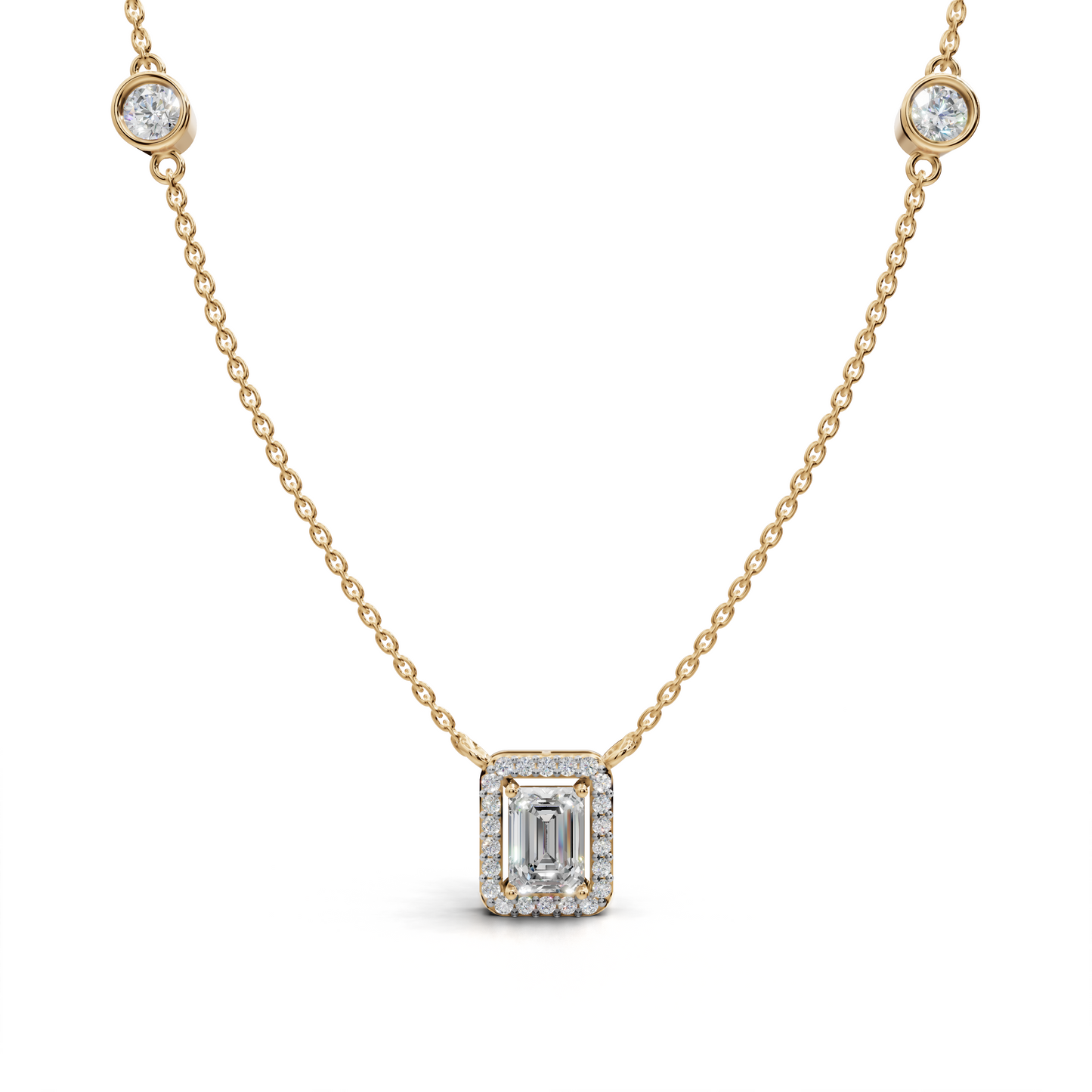 Bezel Set Diamond Necklace - LWPD-0320