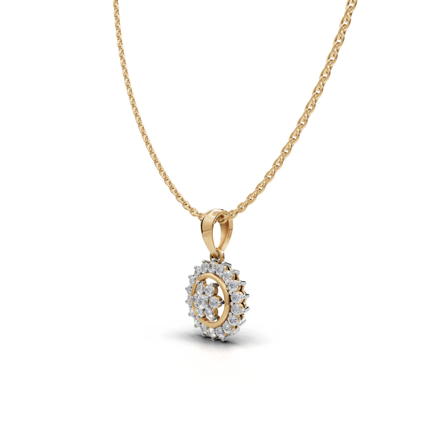 Circular Floral Diamond Pendant - LWPD-0324