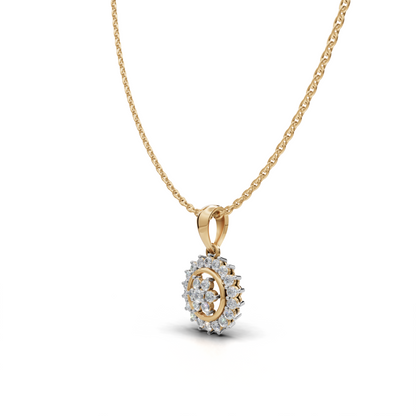 Circular Floral Diamond Pendant - LWPD-0324