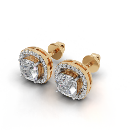 Cushion Cut Halo Earrings