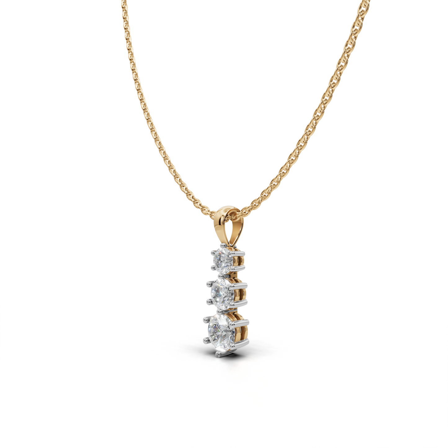 Three-Stone Diamond Pendant - LWPD-0318
