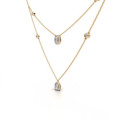 Stylish Layered Diamond Necklace - LWPD-0323