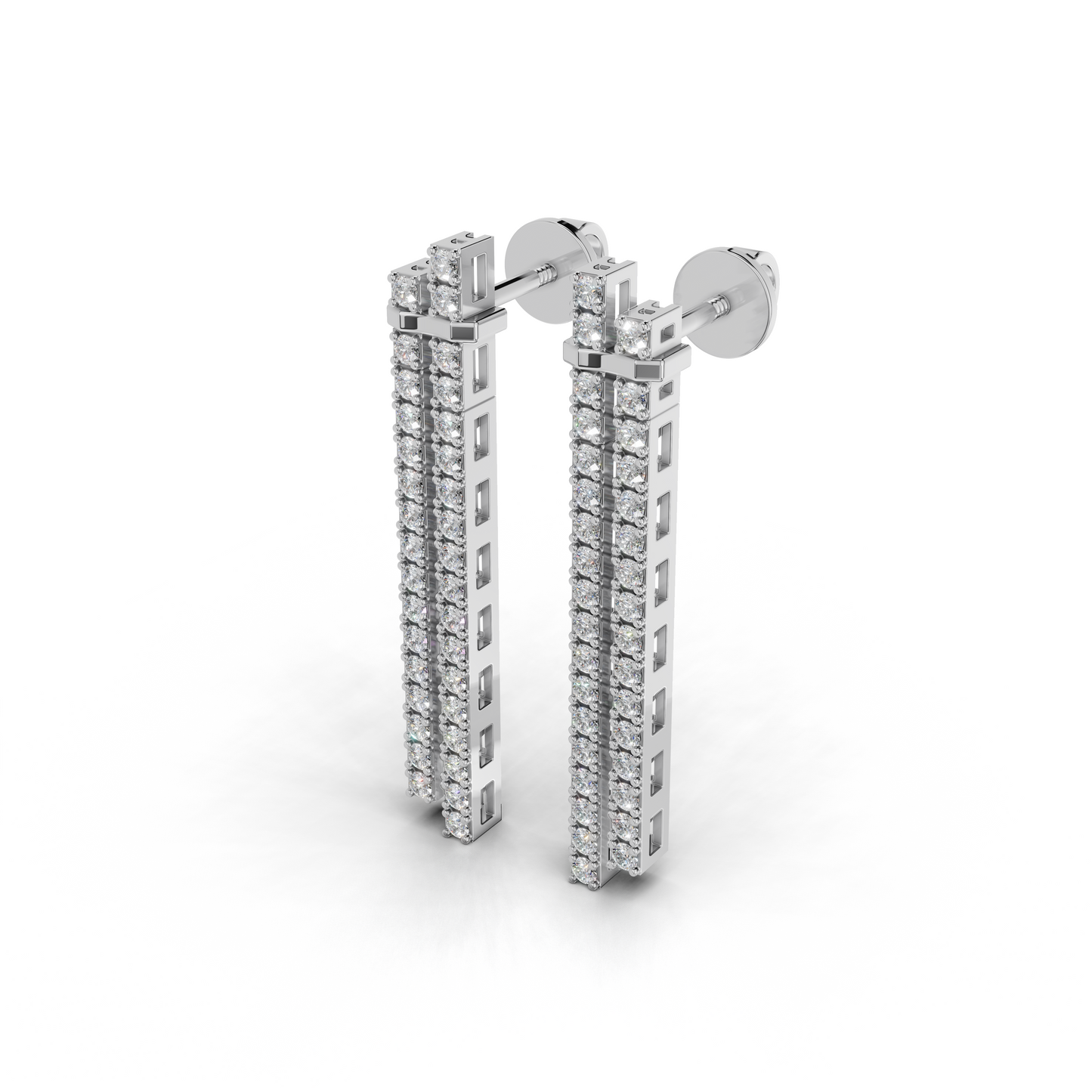 Diamond linear drop earrings