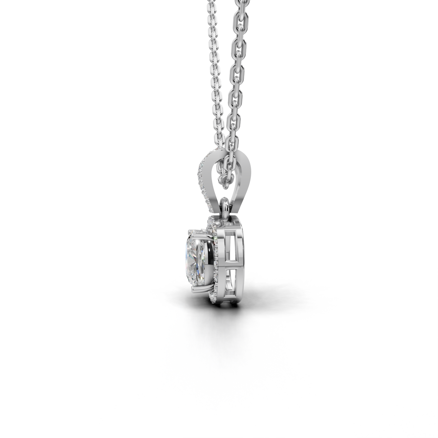 Exquisite Cushion-Cut Diamond Halo Pendant