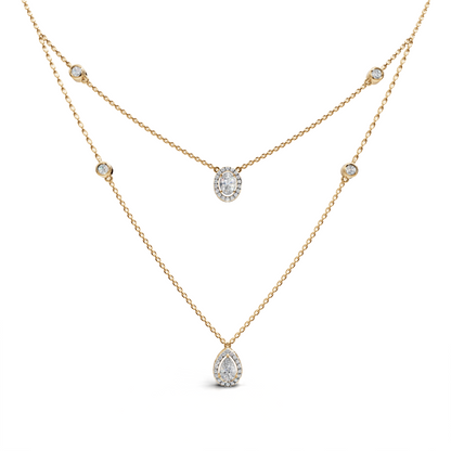 Stylish Layered Diamond Necklace - LWPD-0323
