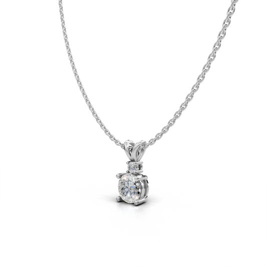Round-Cut LGD Solitaire Pendant Necklace with Classic Single-Stone Design – LWPD-0317