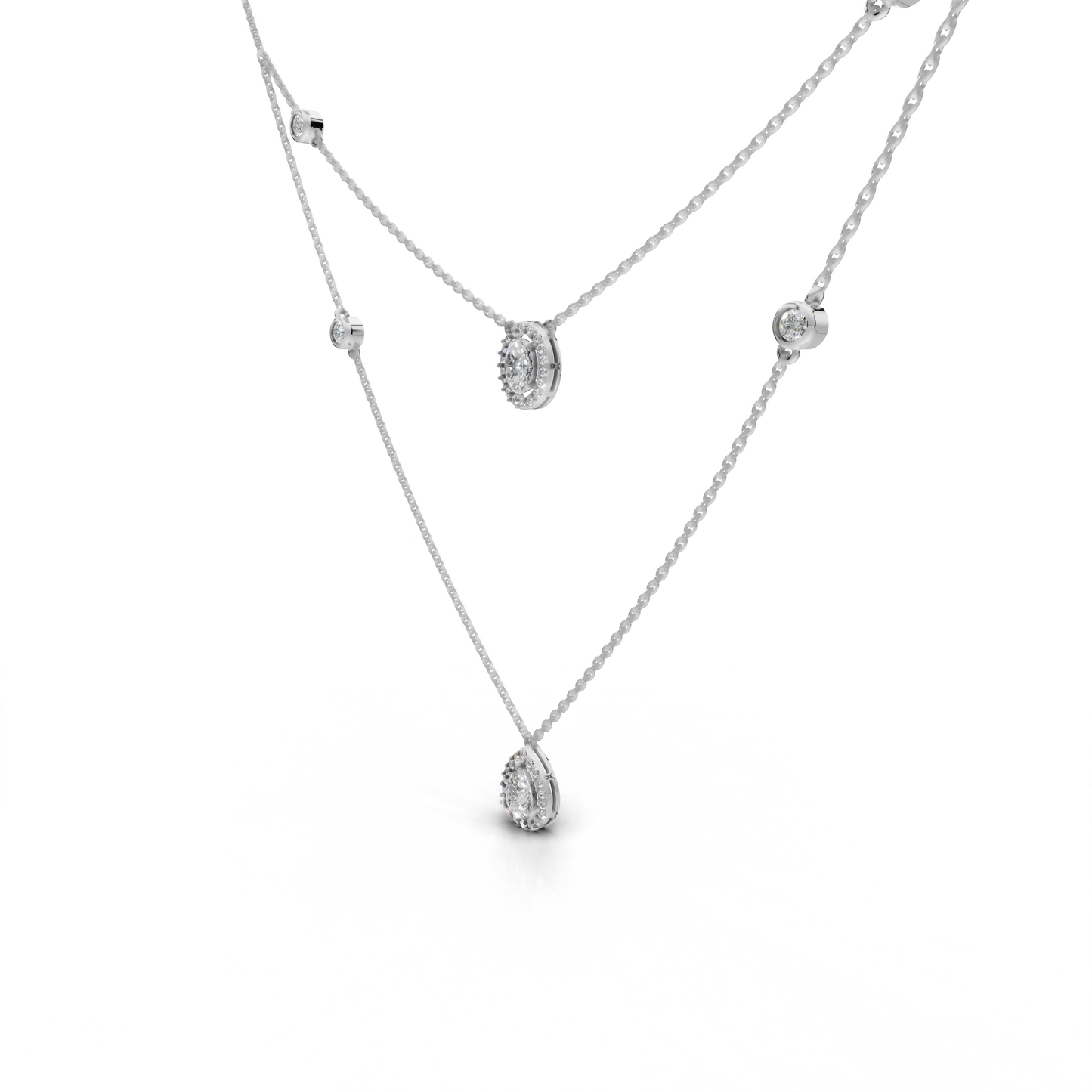 Stylish Layered Diamond Necklace - LWPD-0323