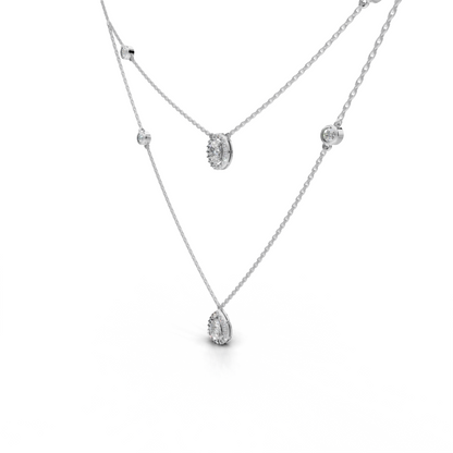 Stylish Layered Diamond Necklace - LWPD-0323