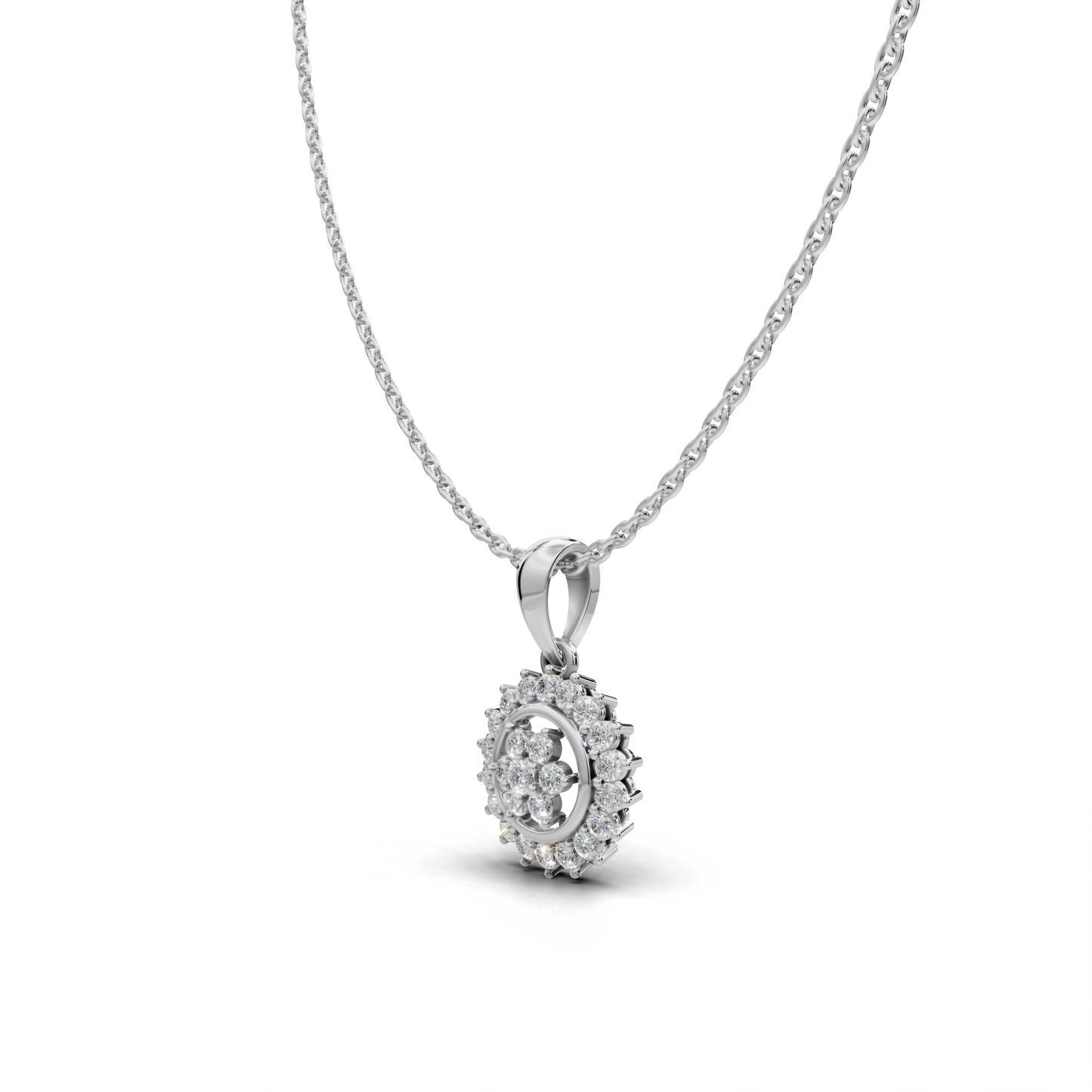 Circular Floral Diamond Pendant - LWPD-0324