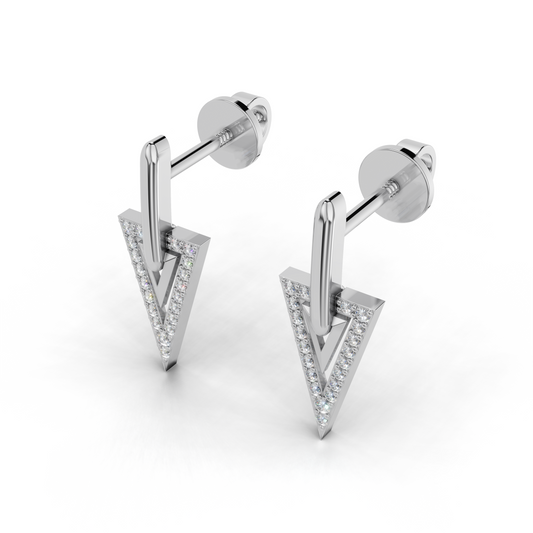 Geometric Triangle LGD Drop Earrings with Minimalist Diamond Outline – LWPD-0329-ER