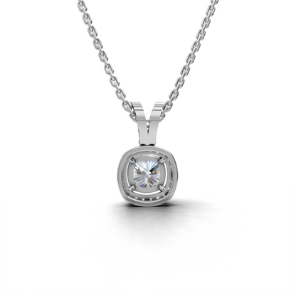 Exquisite Cushion-Cut Diamond Halo Pendant