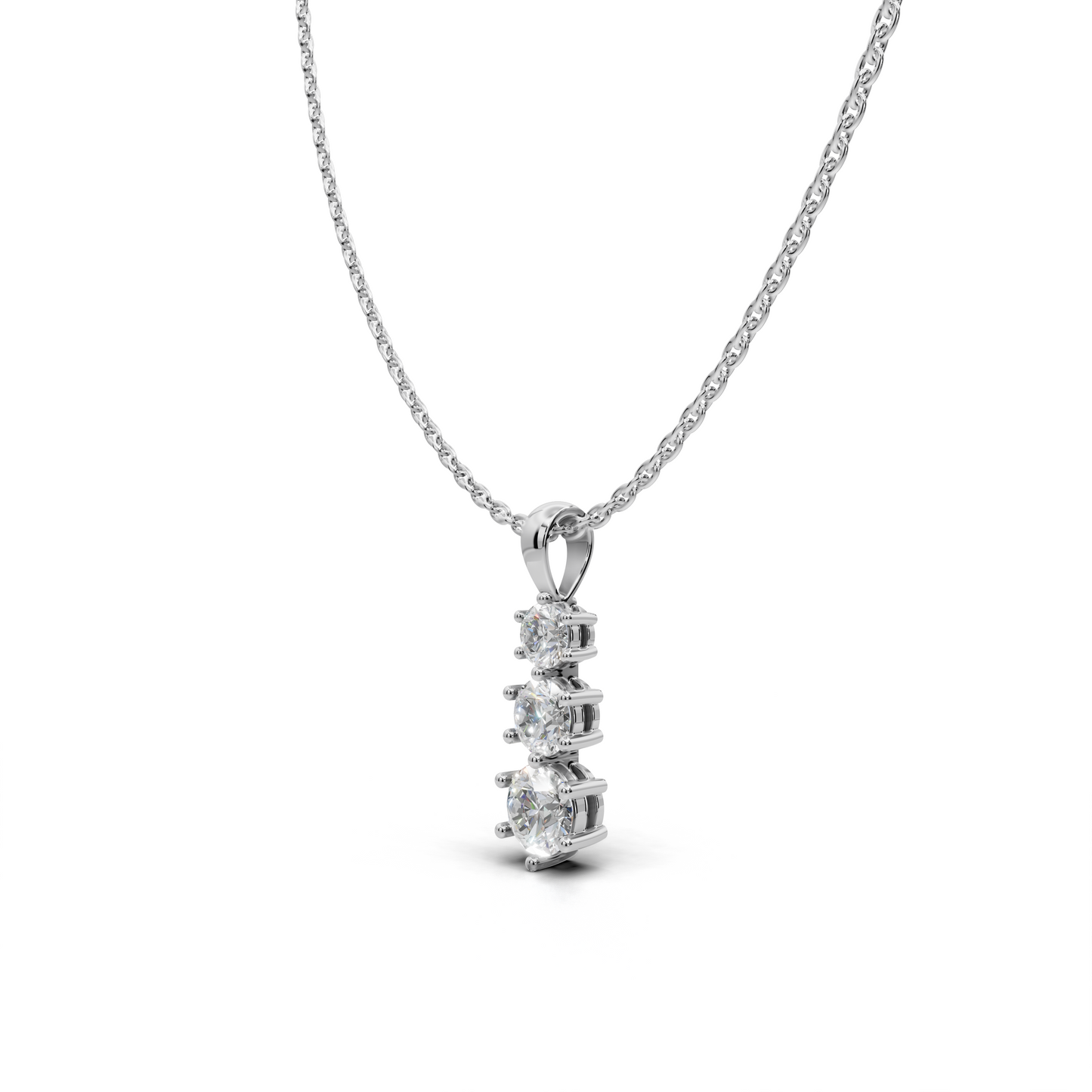 Three-Stone Diamond Pendant - LWPD-0318