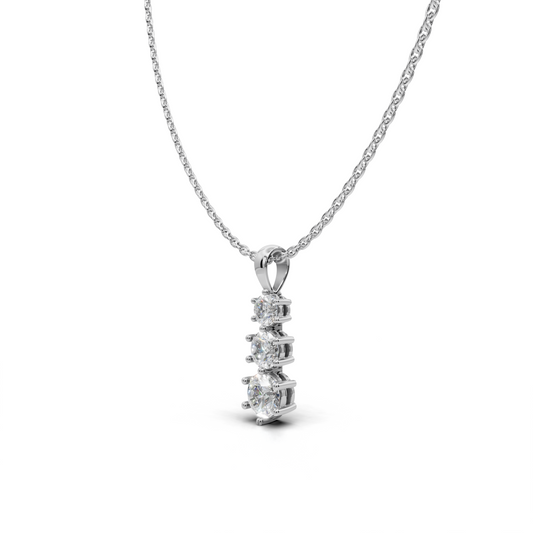 Three Round LGD Vertical Trilogy Pendant Necklace with Linear Arrangement – LWPD-0318