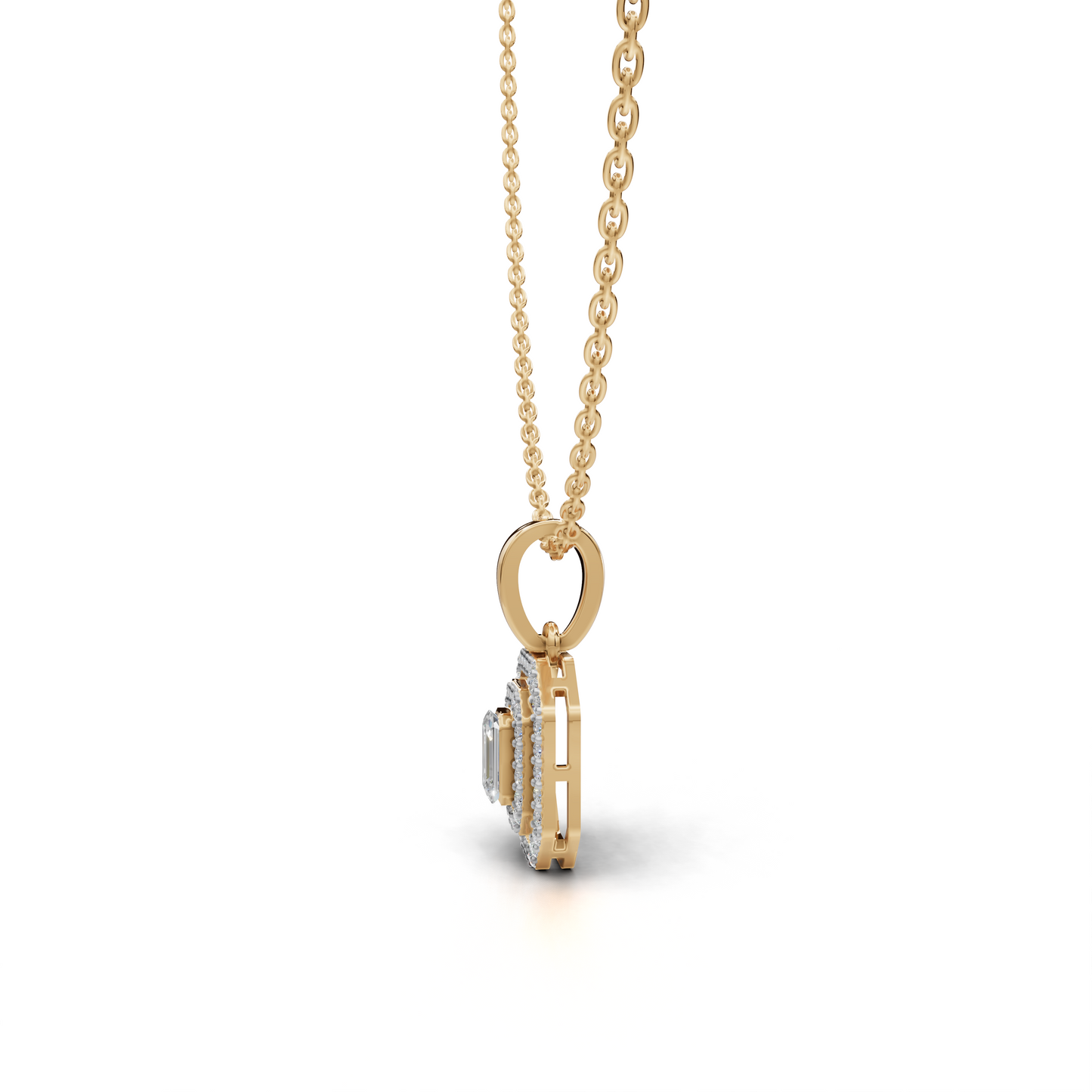 Emerald cut Diamond Pendant - LWPD-0178A