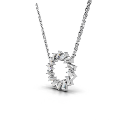 Dazzling Baguette Diamond Circle Pendant Necklace