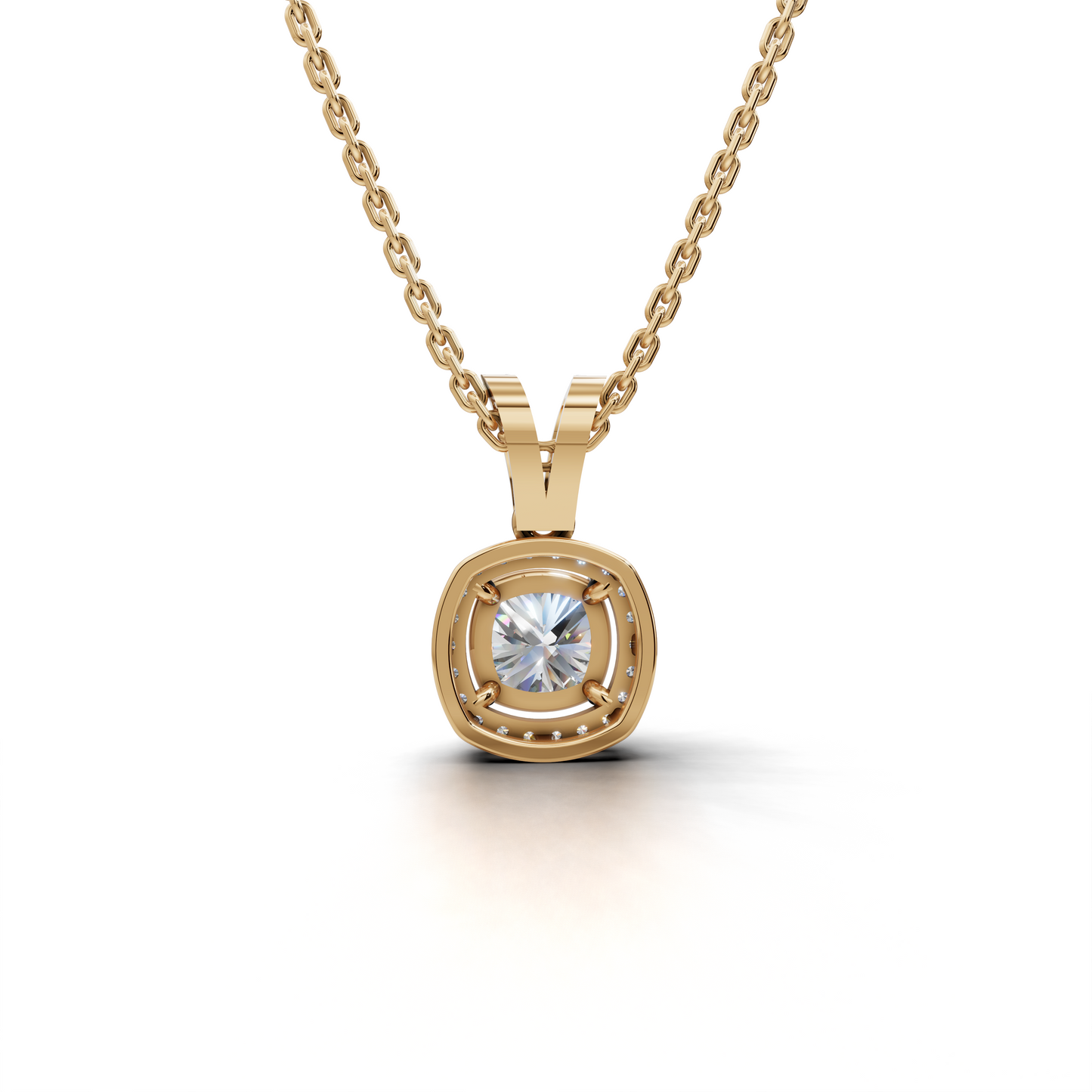 Exquisite Cushion-Cut Diamond Halo Pendant