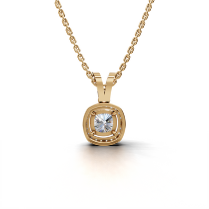 Exquisite Cushion-Cut Diamond Halo Pendant