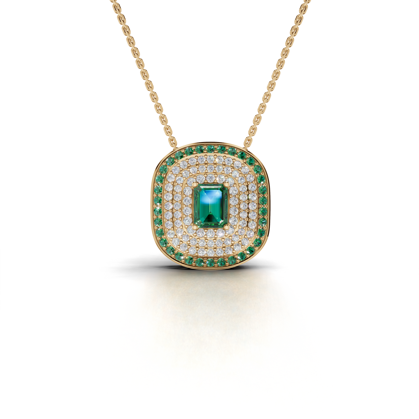 Exquisite Emerald and Diamond Pendant Necklace