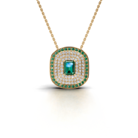 Exquisite Emerald and Diamond Pendant Necklace