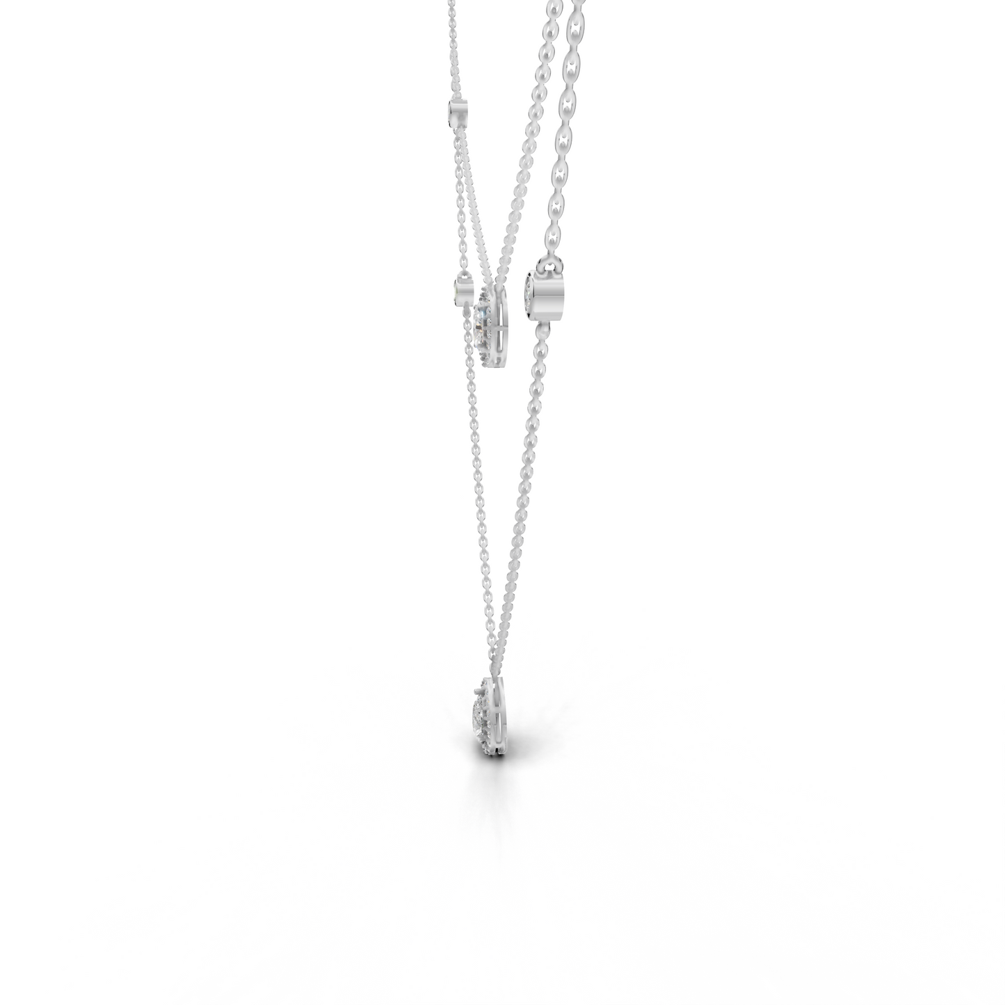 Stylish Layered Diamond Necklace - LWPD-0323