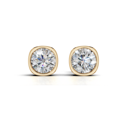 Bezel-Set Moissanite Stud Earrings