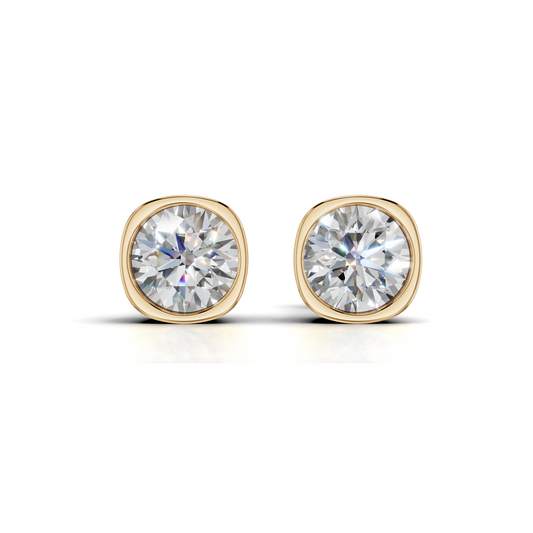 Bezel-Set Moissanite Stud Earrings