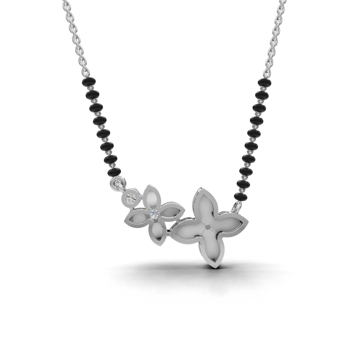 Diamond Mangalsutra Pendant - Floral Design