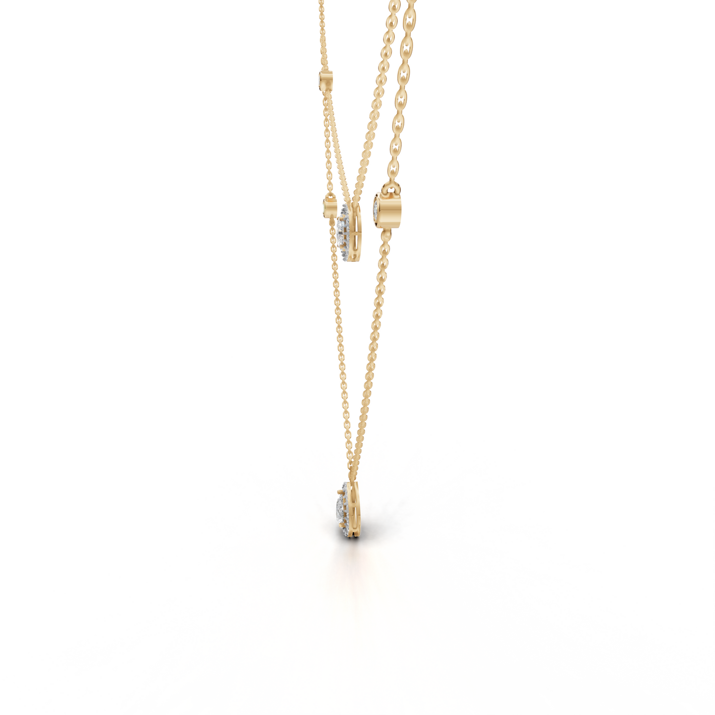 Stylish Layered Diamond Necklace - LWPD-0323