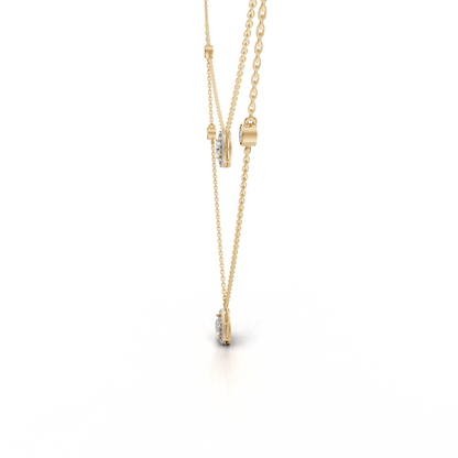 Stylish Layered Diamond Necklace - LWPD-0323