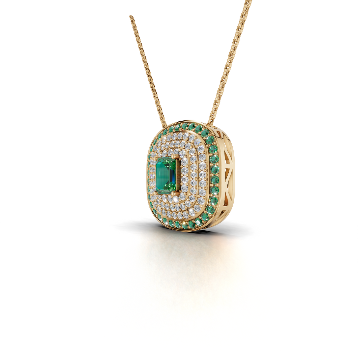 Exquisite Emerald and Diamond Pendant Necklace