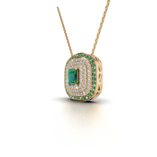 Exquisite Emerald and Diamond Pendant Necklace