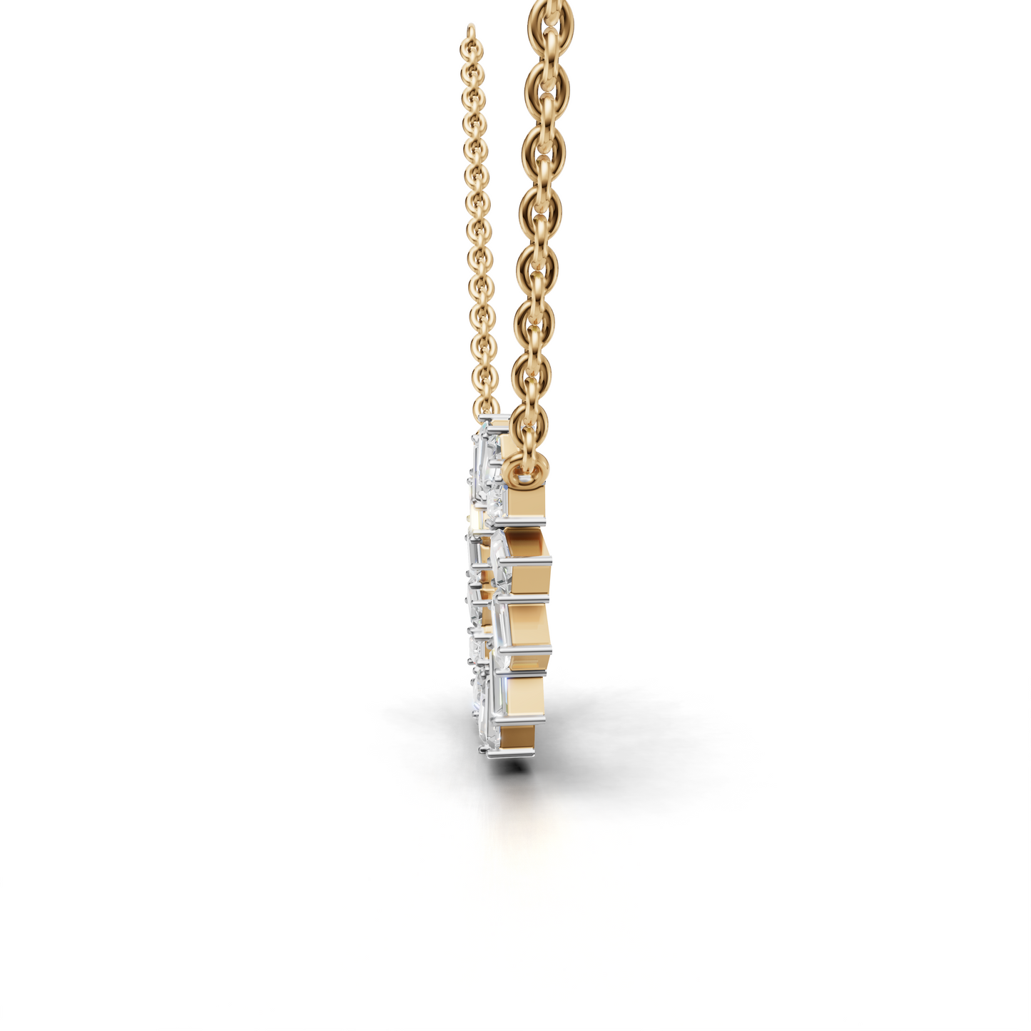 Dazzling Baguette Diamond Circle Pendant Necklace