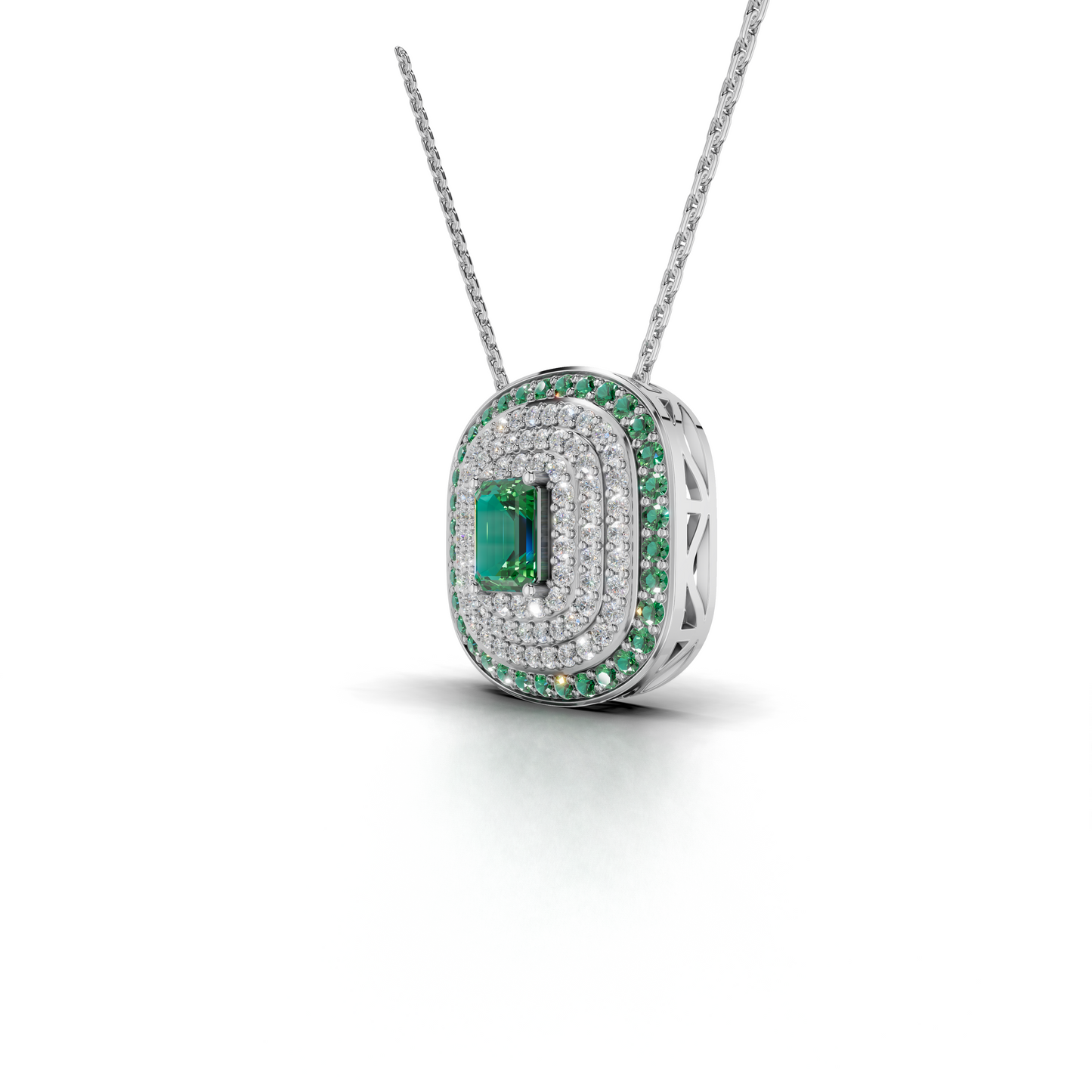 Exquisite Emerald and Diamond Pendant Necklace