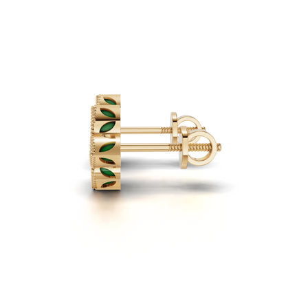 Green Enamel Petals Earrings LWPD-0325-ER