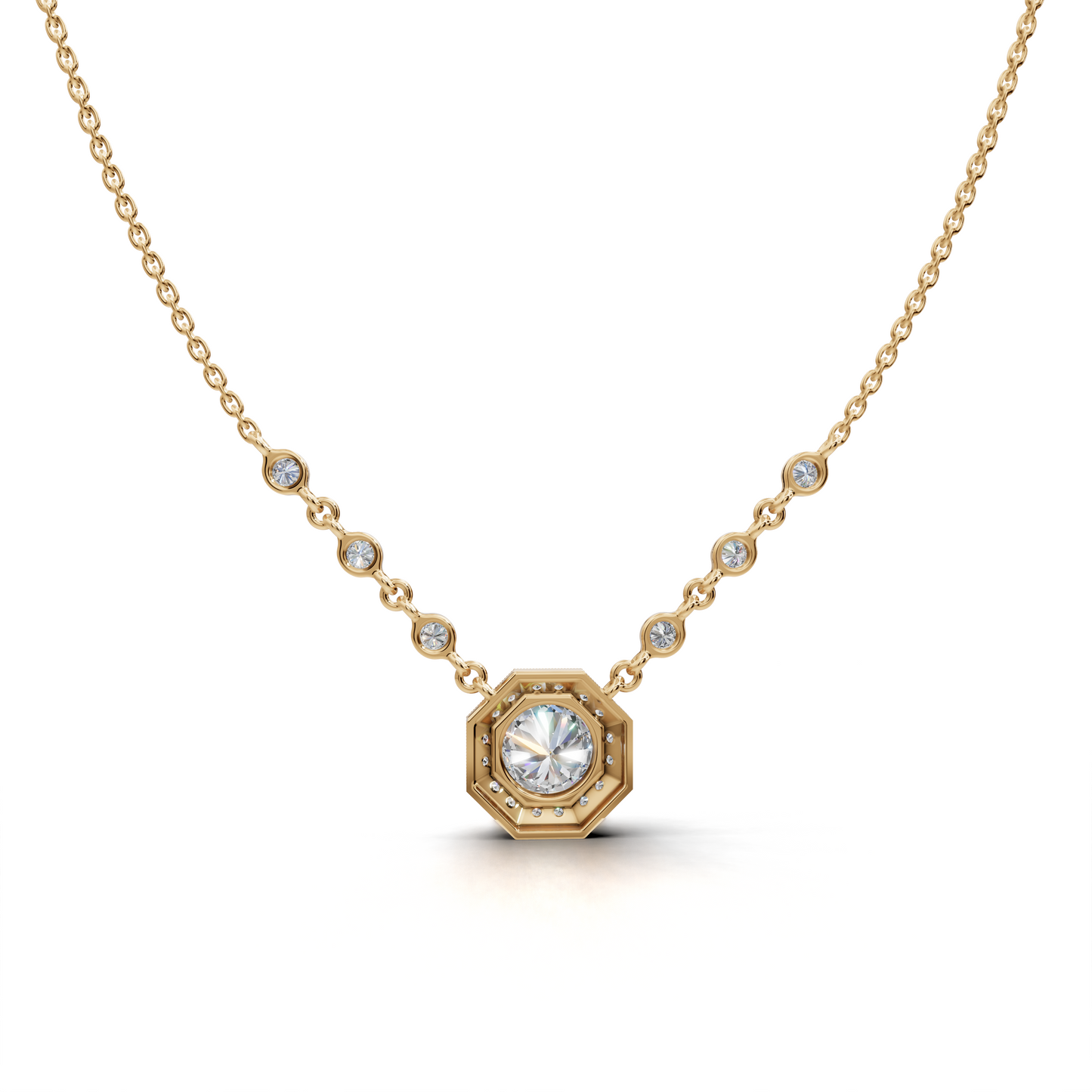 Octagon Diamond Pendant Necklace - LWPD-0234A