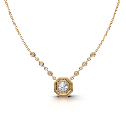 Octagon Diamond Pendant Necklace - LWPD-0234A