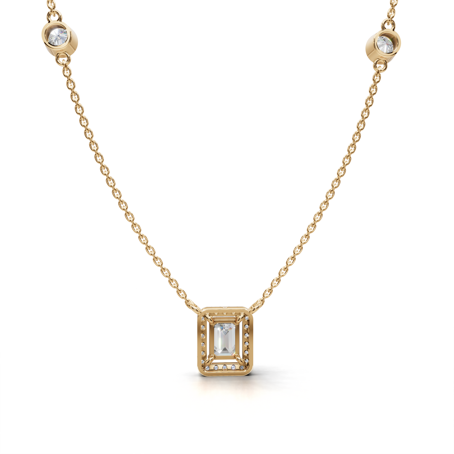 Bezel Set Diamond Necklace - LWPD-0320