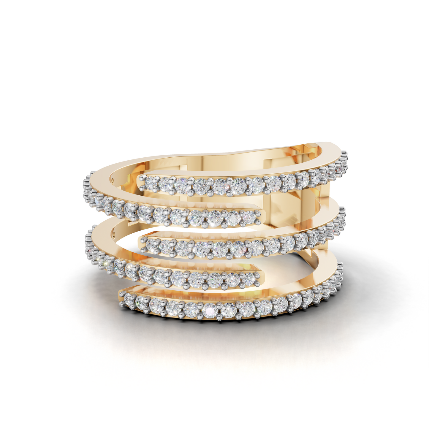 Elegant Diamond Spiral Ring - HWLR-0081
