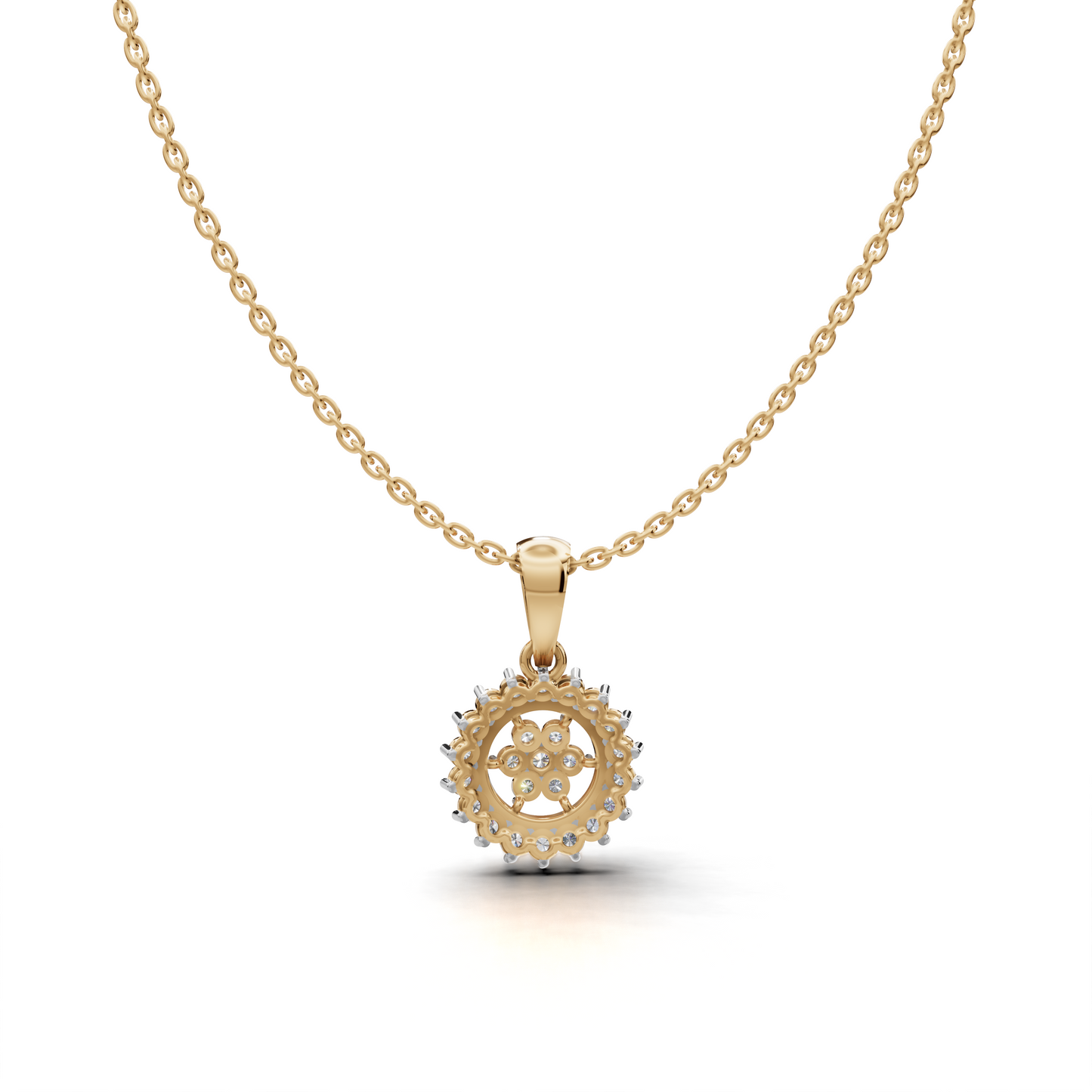 Circular Floral Diamond Pendant - LWPD-0324
