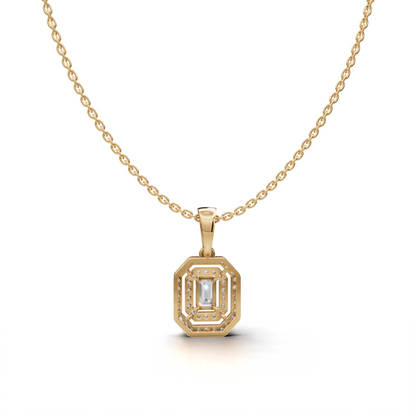 Emerald cut Diamond Pendant - LWPD-0178A