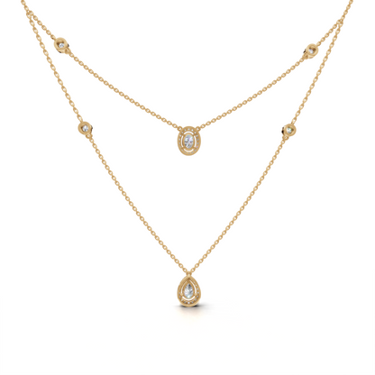 Stylish Layered Diamond Necklace - LWPD-0323
