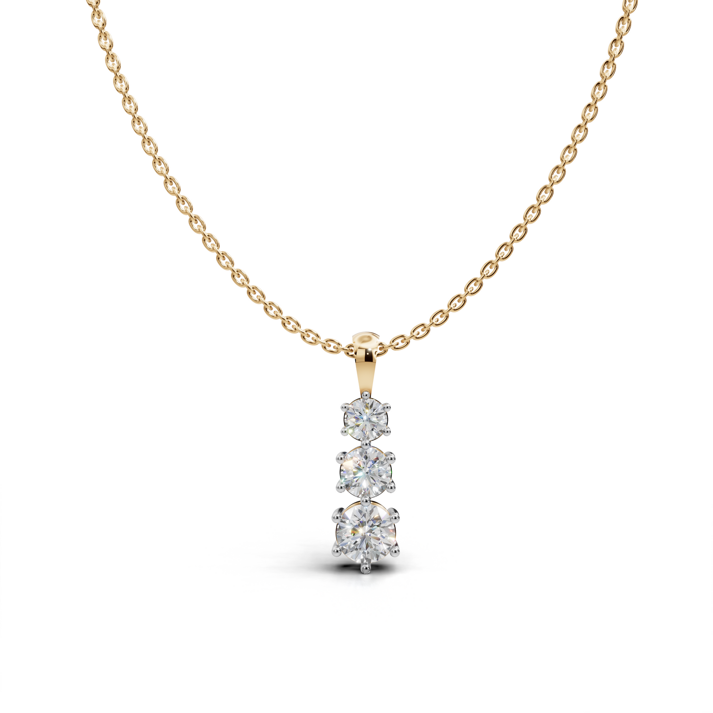 Three-Stone Diamond Pendant - LWPD-0318
